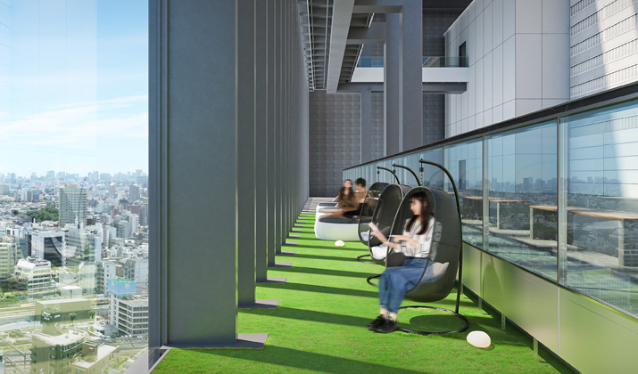 “チル”に最適なくつろぎの休憩エリアを新設。4月29日(土)、屋外展望台「スカイプロムナード」リニューアル！